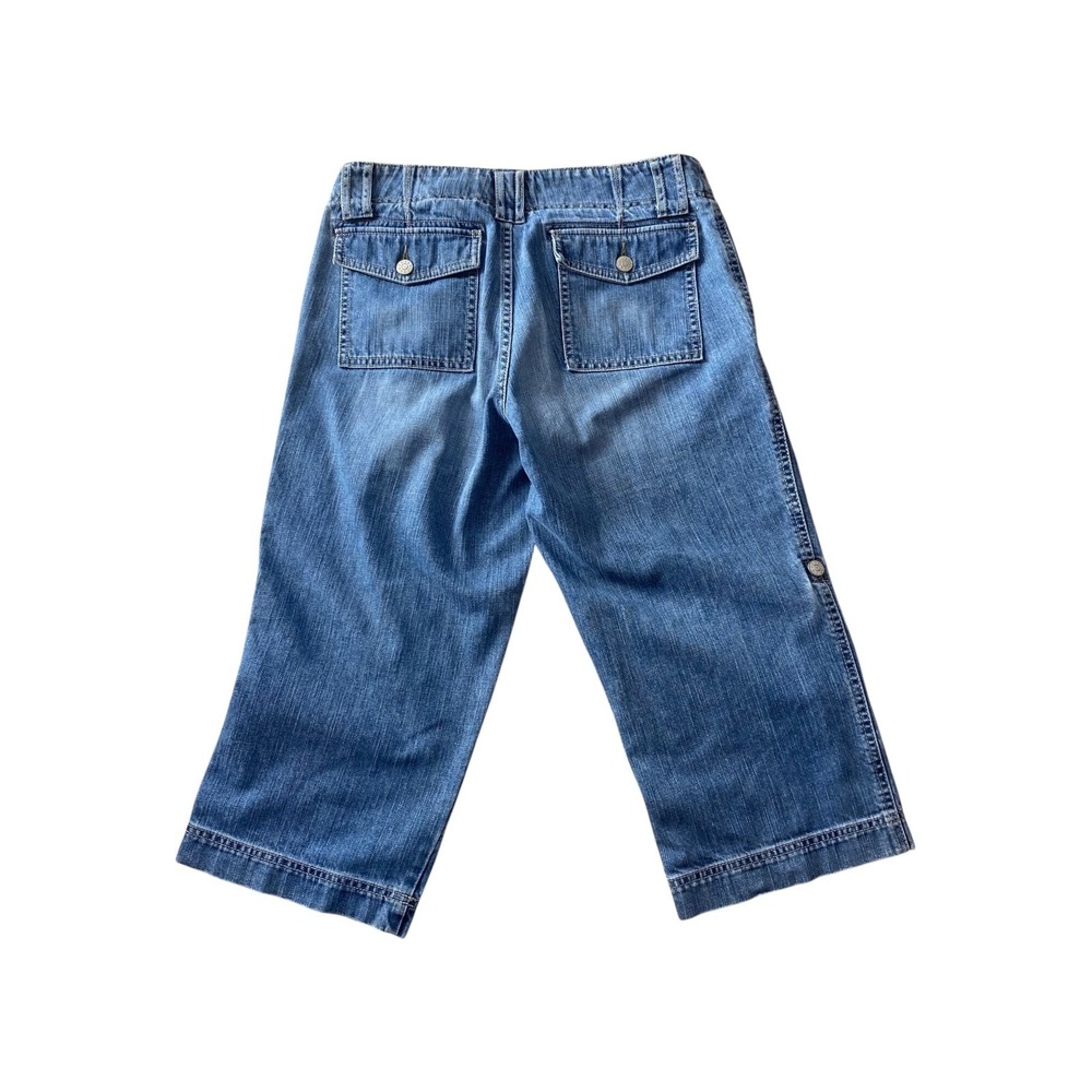Eddie Bauer Womens Capri Jeans Size 4 Blue 100 Cotton Cargo Pockets - Picture 7 of 8
